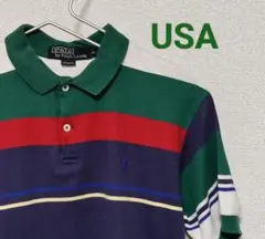「90s/USA製」ポロ・ラルフローレン ポロシャツ マルチボーダー Mサイズ
