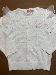 べべ キスドロップ　カーディガン　100 すかし編み　ハート　チュール