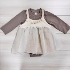 フラワーモチーフ付きロンパースセット