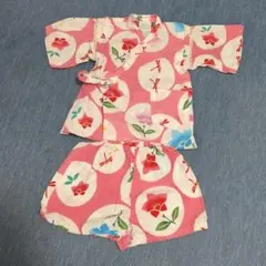 80cm 甚平 ピンク レトロ柄 トンボ