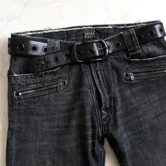 Y2K 00's Opium Archive Black Eyelet Belt