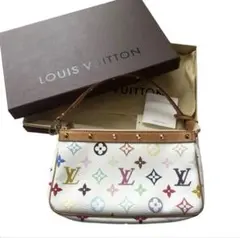 お値下げ　LOUIS VUITTON モノグラムマルチカラー アクセソワール ルイヴィトンポシェット アクセソワール 14144 白 レディース