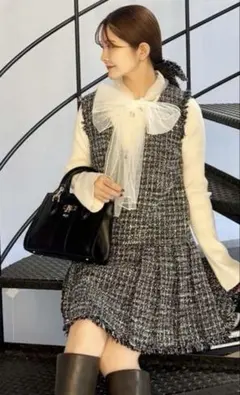 【新品タグ付】SNIDEL Vネックツイードジャンスカ