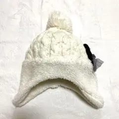 ウサギ耳デザイン ニット帽 白　フリーサイズ