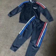 adidas ジャージ上下 セットアップ 3本ライン ブラック 110cm
