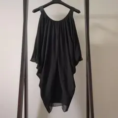 ブラック ノースリーブ ドレープドレスのサムネイル