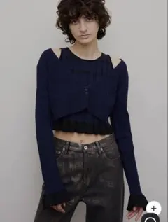 MEDI PURIPURI SHORT KNIT TOP CARDIGANセットのサムネイル