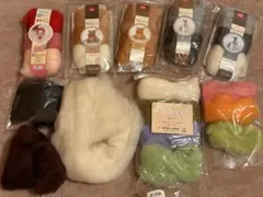 羊毛フェルト 初心者セット まとめ売り ハンドメイド素材 カラフル 未使用あり