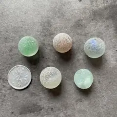 シーグラス ◎シー玉 白地に模様 レア◎ 【５個】