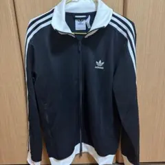adidas ブラック　ホワイト　トラックジャケット