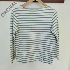 ORCIVAL ／ サイズ1 ／ 白✕グリーンボーダー（ストライプ）長袖Tシャツ