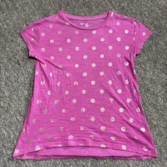 美品　GAP kids ピンク×ゴールド ドット柄 Tシャツ 130