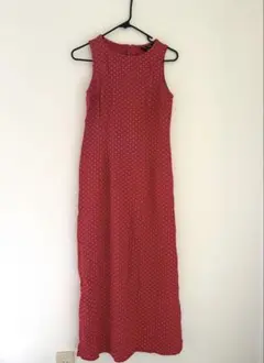 ヨーロッパヴィンテージドレス　ドット柄　赤白