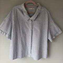 ZARA trf ストライプ 半袖シャツ ブルー ホワイト M レディースのサムネイル