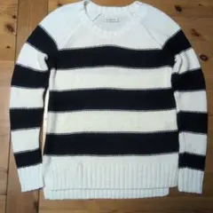 アバクロンビー&フィッチ ボーダーニット セーター 紺白 M（細身・縦長）