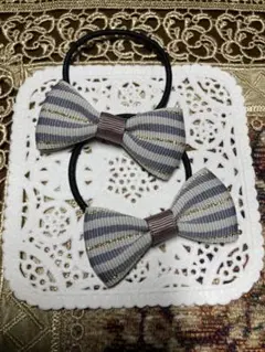 30mm リボン ヘアゴム  ♡グレージュゴールド♡