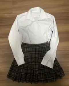 制服 コスプレ スカート ブラウス 青 グレー Mサイズ 上下セット