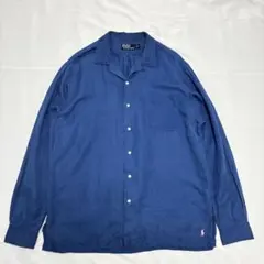 ラルフローレン CALDWELL オープンカラーシャツ 裾ポニー L ネイビー