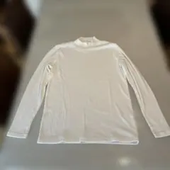 処分価格‼️UNIQLOホワイトリブ編みハイネック長袖Tシャツ XL