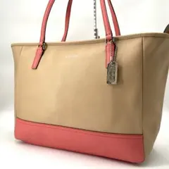 美品✨COACH コーチ トートバッグ レザー バイカラー A4可 ベージュ