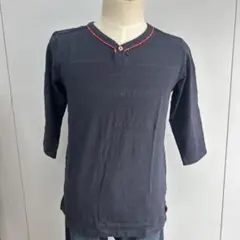 メンズ七分袖 VネックカットソーLサイズ