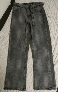 ZARA グレー ブラック ワイドレッグデニム 38 (US 30)　ベルト付き