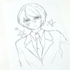 オリジナル 手描き 創作男子 アナログイラスト