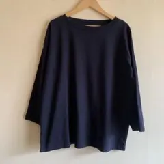 無印良品 七分袖 コットン カットソー L ネイビー
