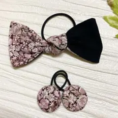 お買い得♡お揃い　コーデュロイリバティ大きなシングルリボンくるみボタン3個セット