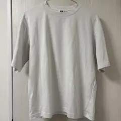 ②エアリズムコットンオーバーサイズTシャツ/5分袖 ユニクロ U ホワイト 半袖