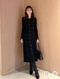 SNIDEL ツイードライクレースポロニットワンピース