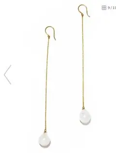 現行品 les bonbon ル ボンボン K10 ロング ピアス パール 美品