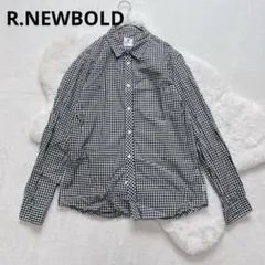N136 R.NEWBOLD ギンガムチェックシャツ M メンズ 黒白 コットン