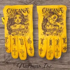 スマホ対応　牛革　レザーグローブ　アメリカン　バイク　カスタム　手袋　L