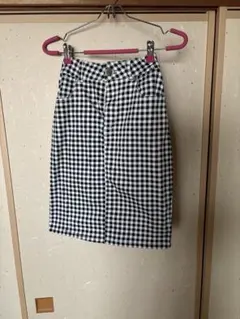 ギンガムチェック タイトスカート ひざ丈