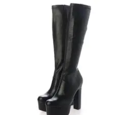 R&E ロングブーツ 黒 23.0〜23.5cm レディース