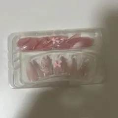 ピンクの花装飾ネイルチップセット