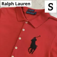 ラルフローレン 半袖 ポロシャツ S ビッグポニー 刺繍 赤 ゴルフ 速乾