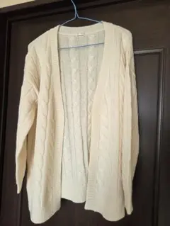 アイボリー ケーブルニット カーディガン Lサイズ