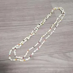 貝殻とビーズのロングネックレス シェルロングネックレス 昭和レトロ