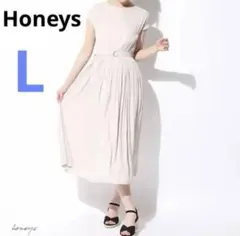 新品未使用　Honeys 大人気　ブラウジングワンピース　【ライトベージュ】L