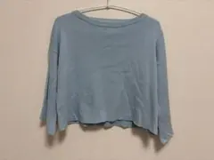 AZUL by moussy フレアスリーブ ニット ブルー系　ショート丈