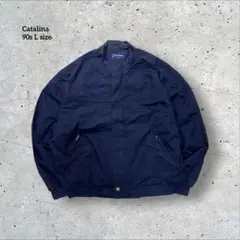 90s古着ダービージャケット ブルゾン カップショルダー ネイビー L