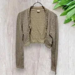 axes femme ボレロ カーディガン M 長袖 ショート丈 レース ラメ系