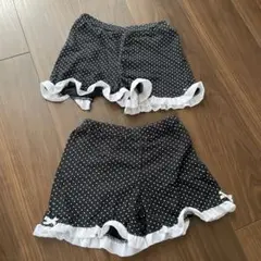 水玉模様フリル付きショートパンツ アンダーパンツ　130cm 二枚セット　双子