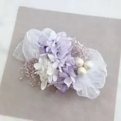 ドライフラワー髪飾り　成人式　卒業式　結婚式　リボン　ヘッドパーツ