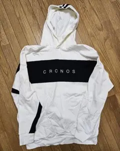 CRONOS メンズ パーカー ホワイト ブラック Mサイズ