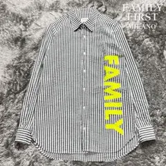ファミリーファースト MILANO シアサッカー ストライプシャツ ロゴ　S