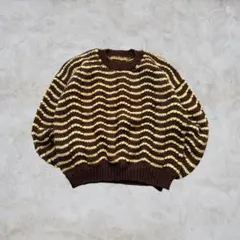 ニット Vintage 90s 短丈 ボーダー 手編み風 レトロ 古着 リブ