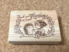 ② ハリネズミ 赤ずきんちゃん バラ サンキュー / はんこ